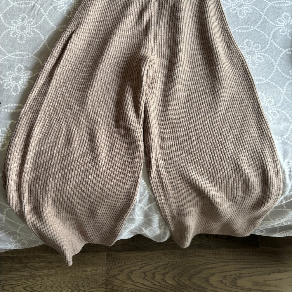 Cozy Tan Knit Kids Pants